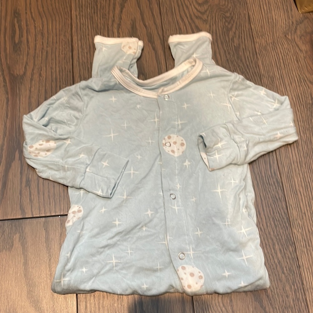 Kickee pants print coverall with zipper spring sky full moon